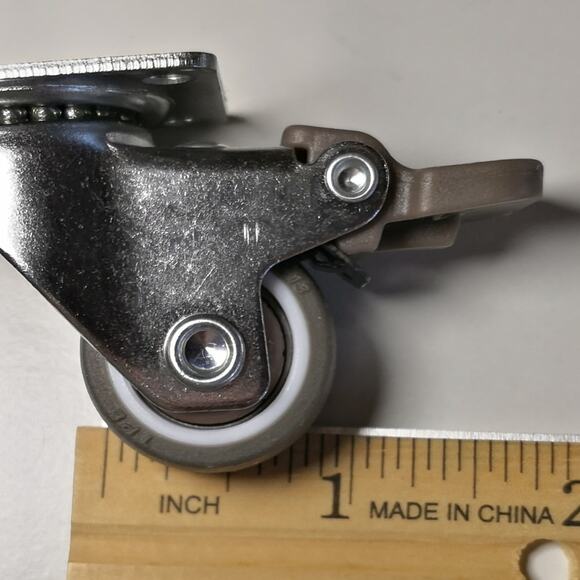 4pc soft rubber small locking caster wheels. 1". JGJC for furniture. Tiny lock - Picture 9 of 13